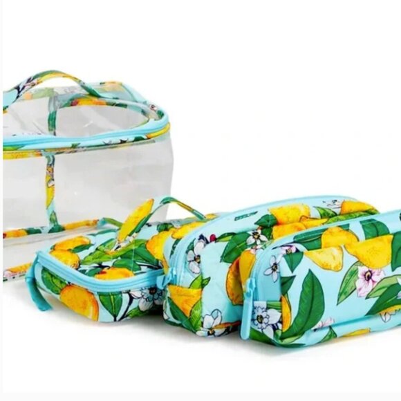 NWT Vera Bradley Lemon Grove 4-piece Cosmetics Organizer Set - Picture 1 of 6
